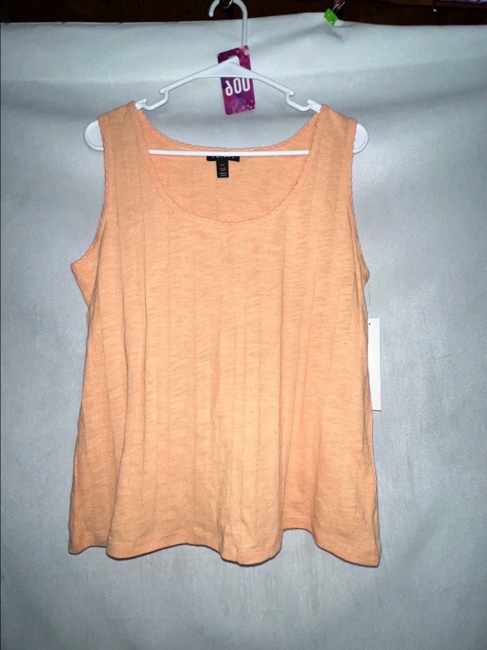 NWT Tribal Large Cotton Light Peach Sleeveless Scoop Neck Tank PTP 21"